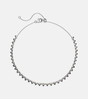 Choker Heart en or blanc 18 ct (750/1000), émail et diamants | Kamyen