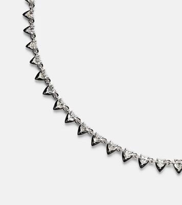 Choker Heart en or blanc 18 ct (750/1000), émail et diamants | Kamyen