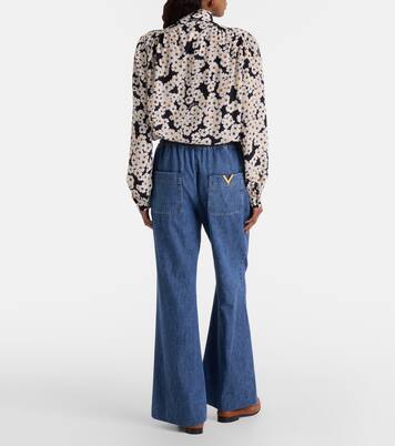 Cotton chambray wide-leg pants | Valentino