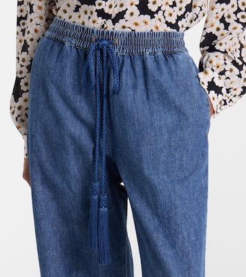 Cotton chambray wide-leg pants | Valentino