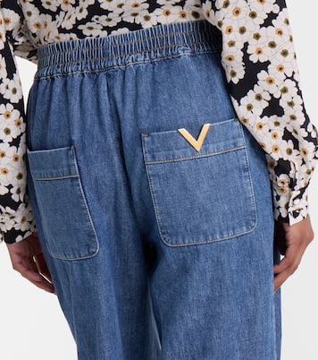 Cotton chambray wide-leg pants | Valentino
