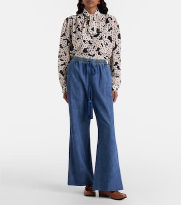 Cotton chambray wide-leg pants | Valentino