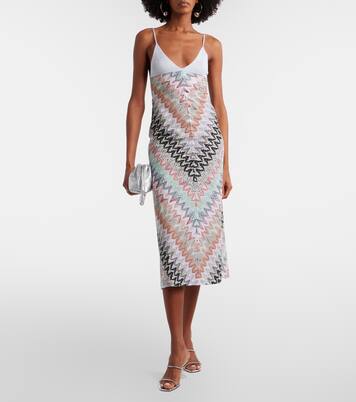 Vestido midi de lamé en zigzag | Missoni