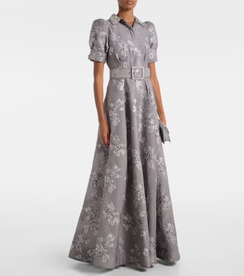 Vestido de fiesta Ruth de brocado con cinturón | Rebecca Vallance