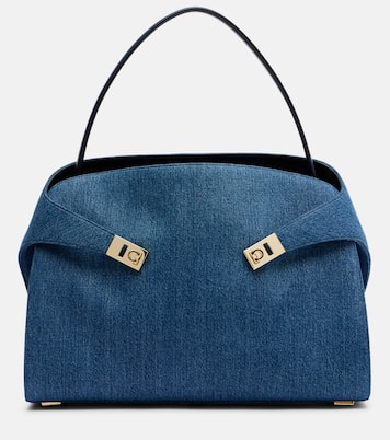 Hug Large denim tote bag | Ferragamo