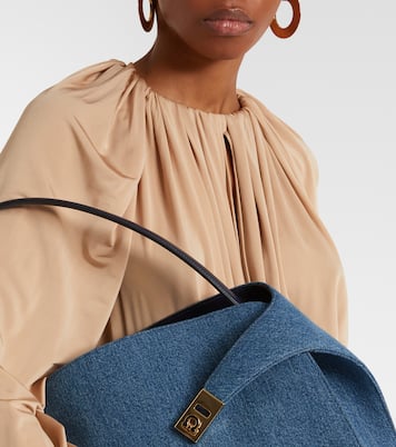 Hug Large denim tote bag | Ferragamo