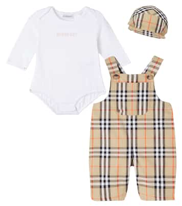 Bebé - set de gorra, body y peto de algodón | Burberry Kids