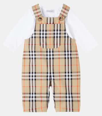 Bebé - set de gorra, body y peto de algodón | Burberry Kids