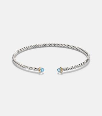 Micro Cable Flex® sterling silver and 14kt gold cuff bracelet with topaz | David Yurman
