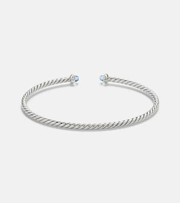 Micro Cable Flex® sterling silver and 14kt gold cuff bracelet with topaz | David Yurman
