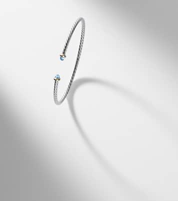 Micro Cable Flex® sterling silver and 14kt gold cuff bracelet with topaz | David Yurman