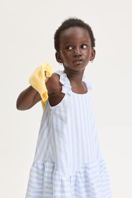 Robe rayée en lin mélangé | Monnalisa