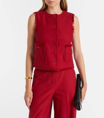 Sumero fringed cotton gabardine vest | Max Mara