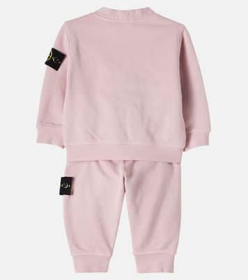 Baby cotton cardigan, sweatpants and blanket set | Stone Island Junior