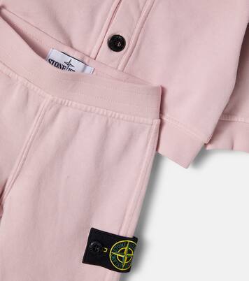 Baby cotton cardigan, sweatpants and blanket set | Stone Island Junior
