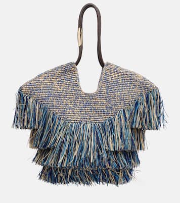 Goldentime Medium fringed raffia tote bag | Zimmermann