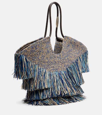 Goldentime Medium fringed raffia tote bag | Zimmermann