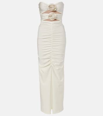 Cutout floral-appliqué ruched maxi dress | Adriana Degreas