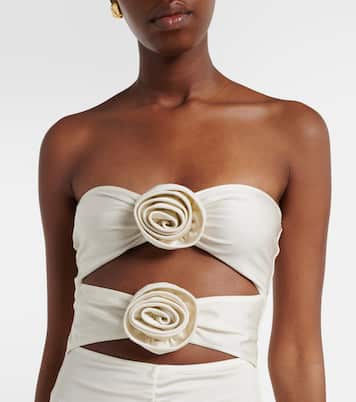 Cutout floral-appliqué ruched maxi dress | Adriana Degreas