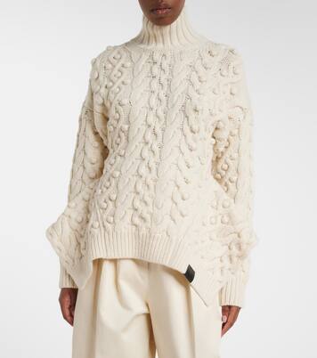 Cable-knit draped wool turtleneck sweater | Stella McCartney