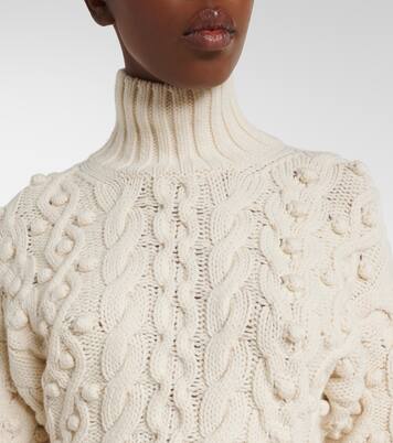 Cable-knit draped wool turtleneck sweater | Stella McCartney
