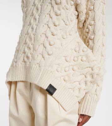 Cable-knit draped wool turtleneck sweater | Stella McCartney