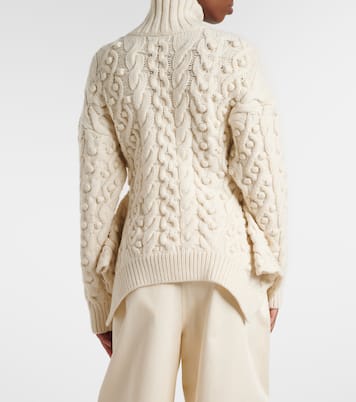 Cable-knit draped wool turtleneck sweater | Stella McCartney