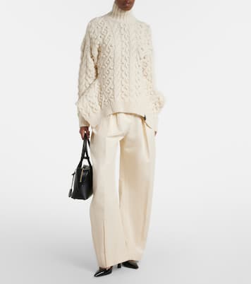 Cable-knit draped wool turtleneck sweater | Stella McCartney