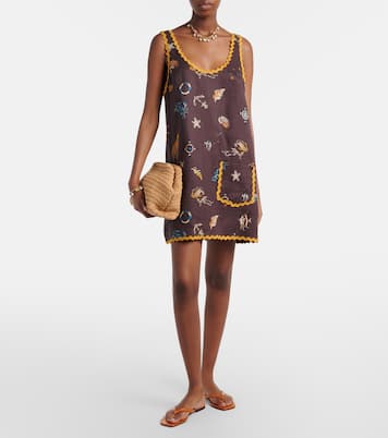 Printed scalloped linen minidress | Alémais