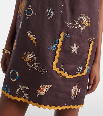 Printed scalloped linen minidress | Alémais