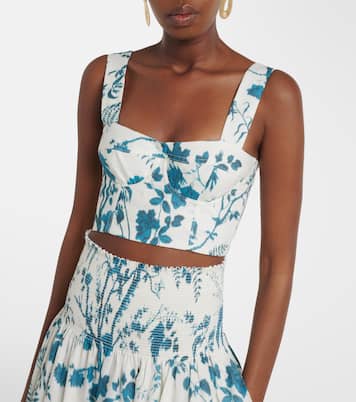 Floral cotton and linen crop top | Erdem