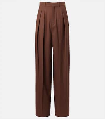 Pleated wool gabardine wide-leg pants | Saint Laurent