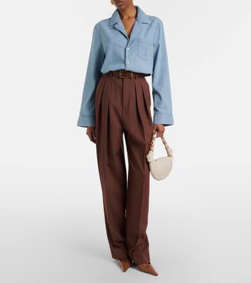 Pleated wool gabardine wide-leg pants | Saint Laurent