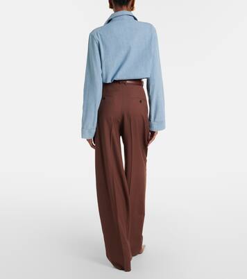 Pleated wool gabardine wide-leg pants | Saint Laurent