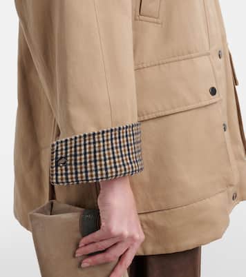 Leather-trimmed cotton and linen jacket | Brunello Cucinelli