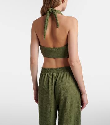 Aylin halterneck seersucker crop top | Jade Swim