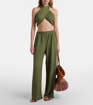 Aylin halterneck seersucker crop top | Jade Swim