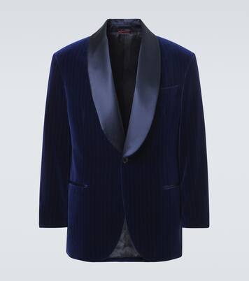 Pinstripe cotton velvet tuxedo jacket | Brunello Cucinelli
