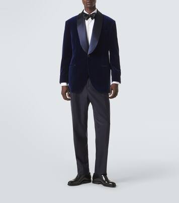 Pinstripe cotton velvet tuxedo jacket | Brunello Cucinelli