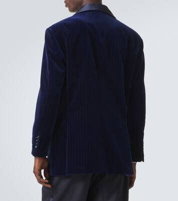 Pinstripe cotton velvet tuxedo jacket | Brunello Cucinelli