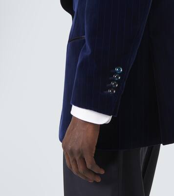 Pinstripe cotton velvet tuxedo jacket | Brunello Cucinelli