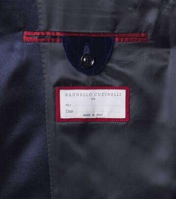 Pinstripe cotton velvet tuxedo jacket | Brunello Cucinelli