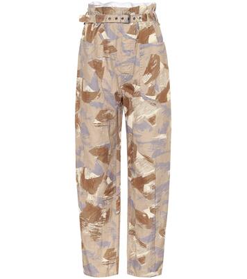 Pantalon paper bag Iona imprimé en coton et lin | Isabel Marant