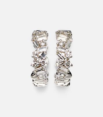 Fireworks 18kt white gold hoop earrings with diamonds | Suzanne Kalan