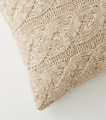 Cable-knit linen and silk cushion | Brunello Cucinelli