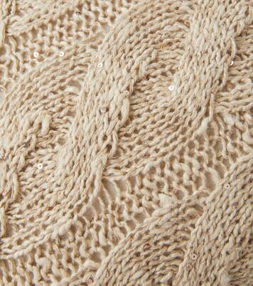 Cable-knit linen and silk cushion | Brunello Cucinelli