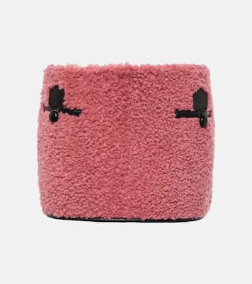 Minirock aus Shearling mit Leder | Blancha