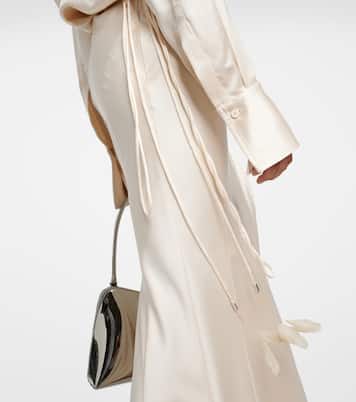 Abito lungo in raso con piume | The Attico