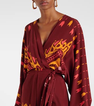 فستان لف من الحرير بطبعات | Johanna Ortiz