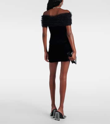 Off-shoulder velvet and tulle minidress | Alessandra Rich